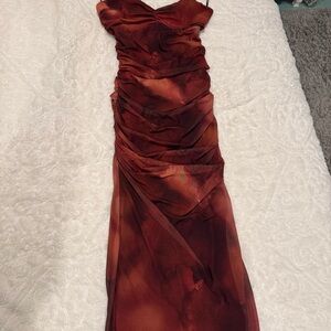 Windsor Red Ruched Strapless Bodycon Dress